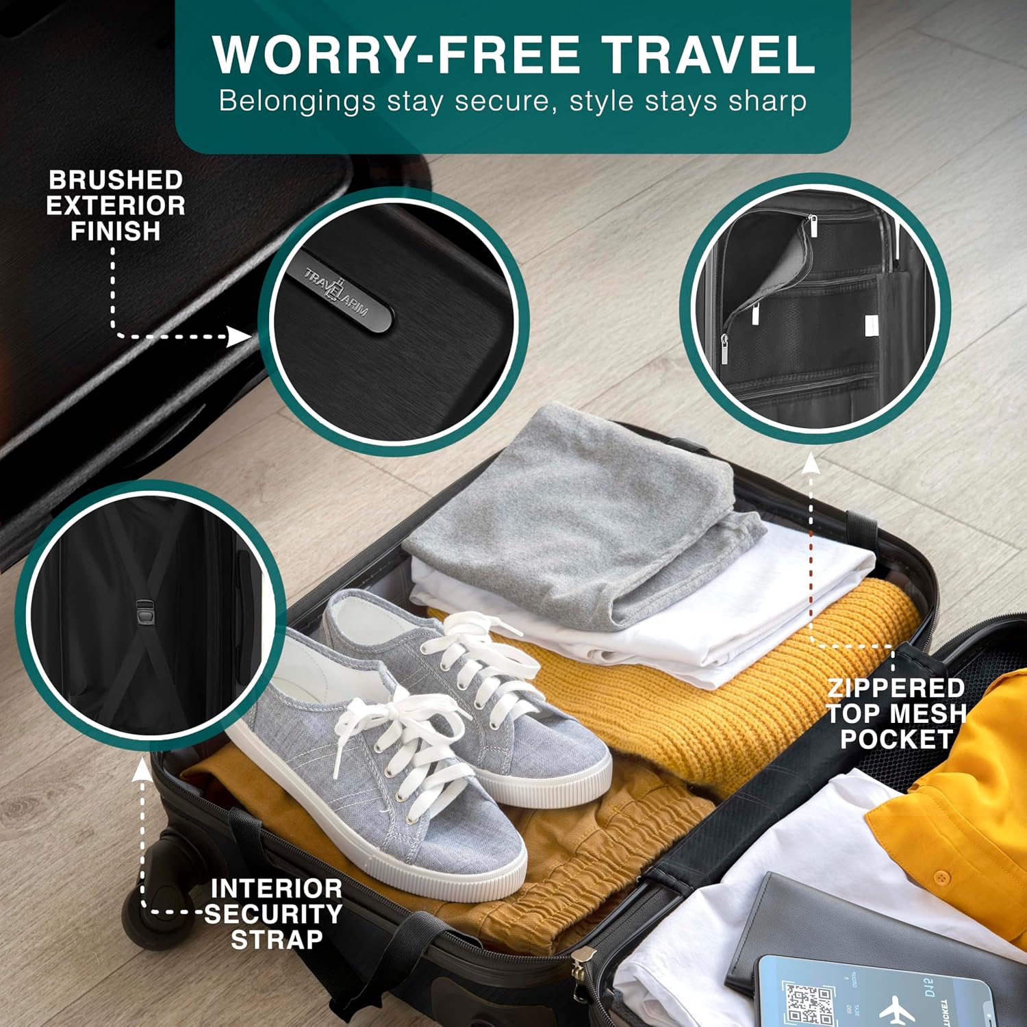 TRAVELARIM Luggage Sets 2 Piece, 24 Inch Suitcase and 28 Inch Luggage with Spinner Wheels, Durable Hard Shell Suitcase Set, Expandable Travel Suitcases with Wheels, Jet Black