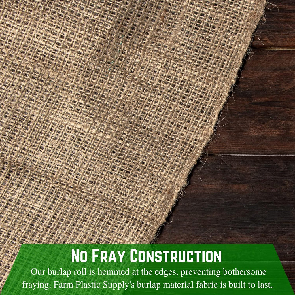 Farm Plastic Supply - Burlap Fabric Roll - (72' x 50') - Table Runners, Landscaping, Gardening