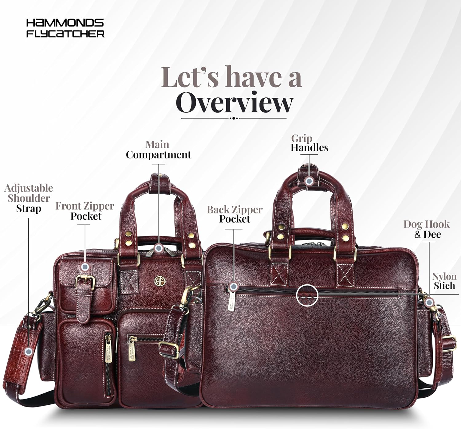 HAMMONDS FLYCATCHER Genuine Leather Laptop Bag for Men, Padded 15.6' Laptop Sleeve, Leather Messenger Bag for Men Briefcases