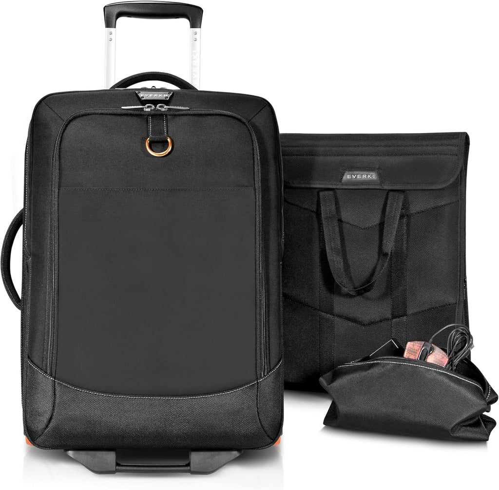EVERKI Wheeled 420 Laptop Trolley, Rolling Carry-On Work Bag, TSA Friendly Removable Sleeve, Flight Approved, Organized Travel Luggage w/ Wheels for Business & Gaming, Fits Laptops up to 18.4' - Black