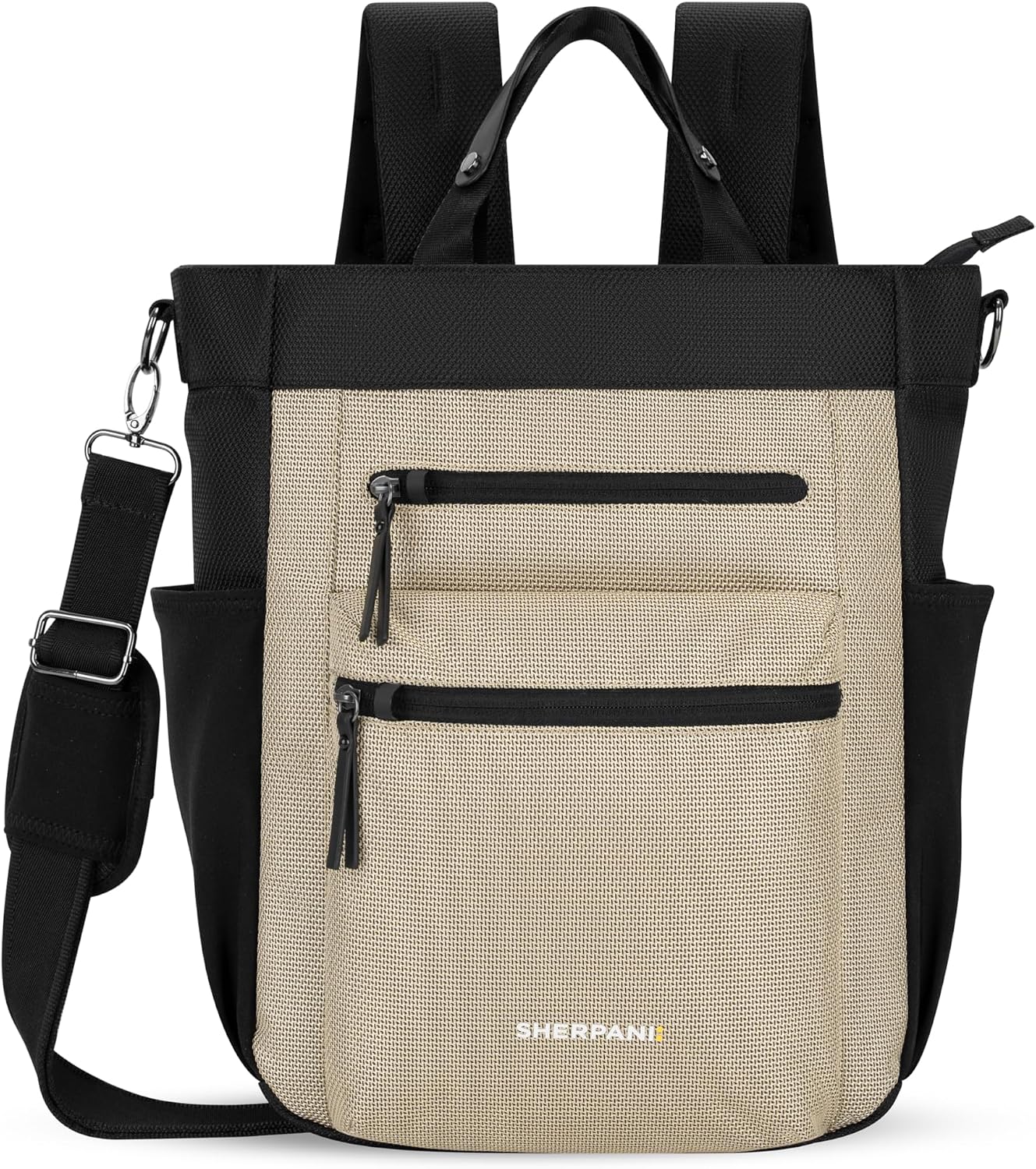 Sherpani Soleil, Anti Theft Convertible Backpack, 3 in 1 Tote, Crossbody Purse, 18L Travel Bag, RFID Protection, Fits 13' Laptop (Straw)