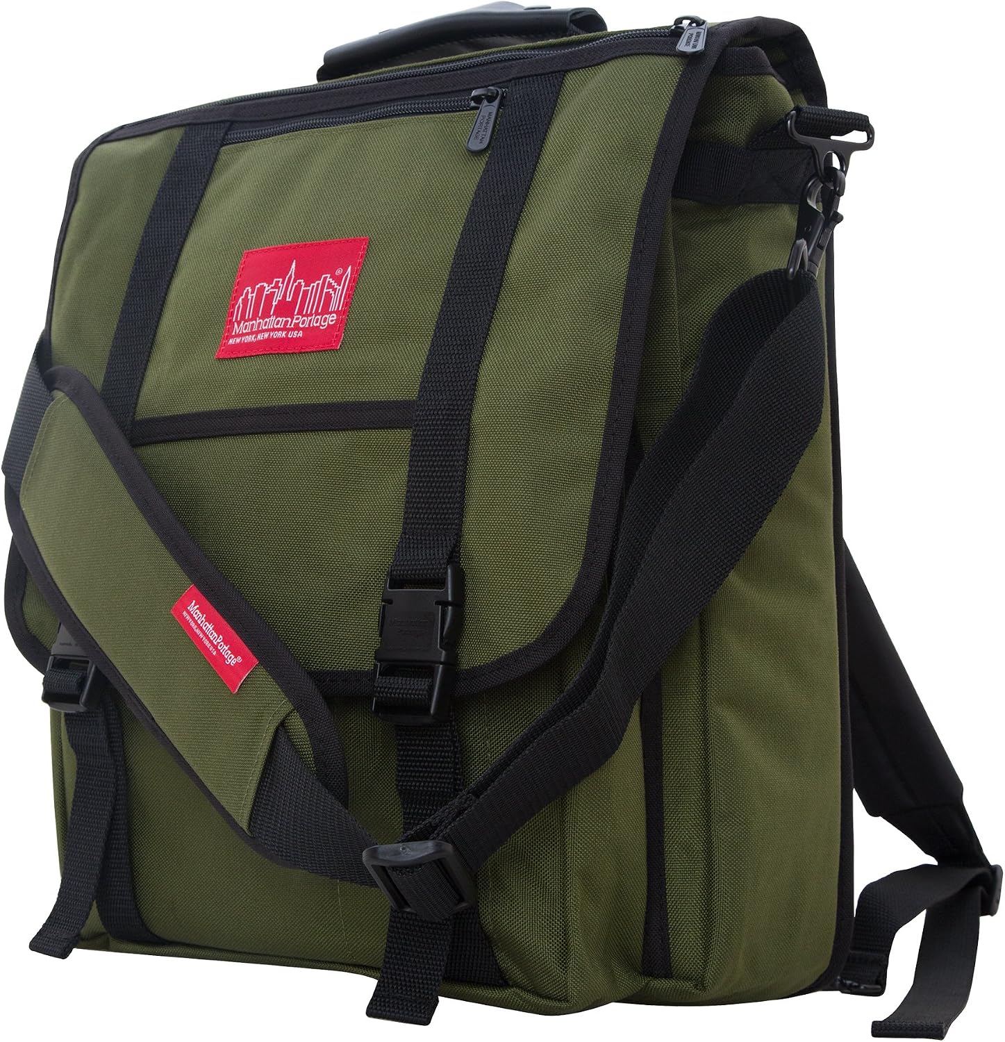 Manhattan Portage Commuter Laptop Bag Stylish Messenger Bag for Men & Women Durable Cordura Fits Up to 17' Laptop Ideal for Work College Travel (Olive)