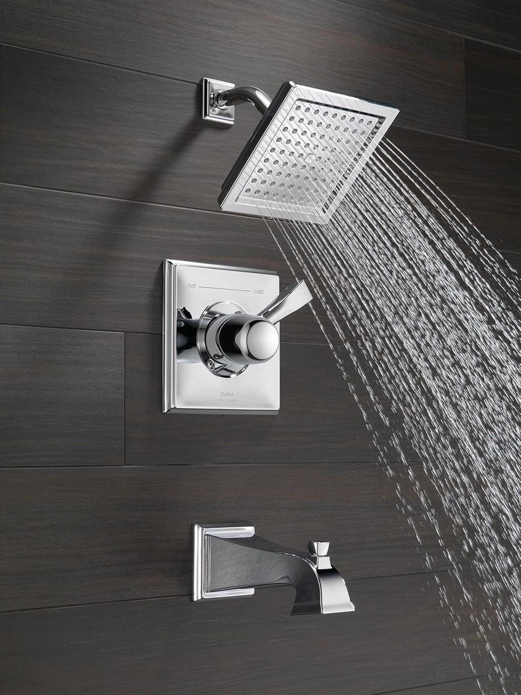 Delta Faucet Dryden 14 Series Single-Function Tub and Shower Trim Kit with Single-Spray Touch-Clean Shower Head, Chrome T14451 (Valve Not Included)