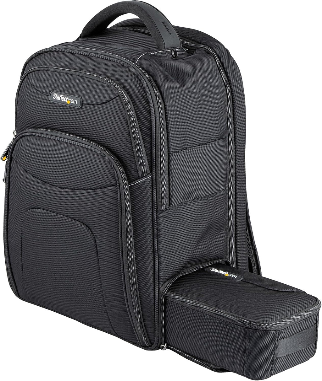 StarTech.com Unisex Backpack Ergonomic Computer Bag with Removable Accessory Case-Laptop/Tablet Pockets-Nylon, Black, 15.6' Professional IT Tech Work/Travel/Commute (NTBKBAG156)