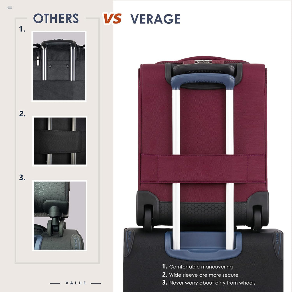 Verage Carry On Underseat Luggage with Wheels & USB Port, 16 Inch Wheeled Spinner Bag Carry-on Luggages for Airlines, Lightweight Suitcase Men Women, Pilots and Crew(16-Inch Rolling Underseat)