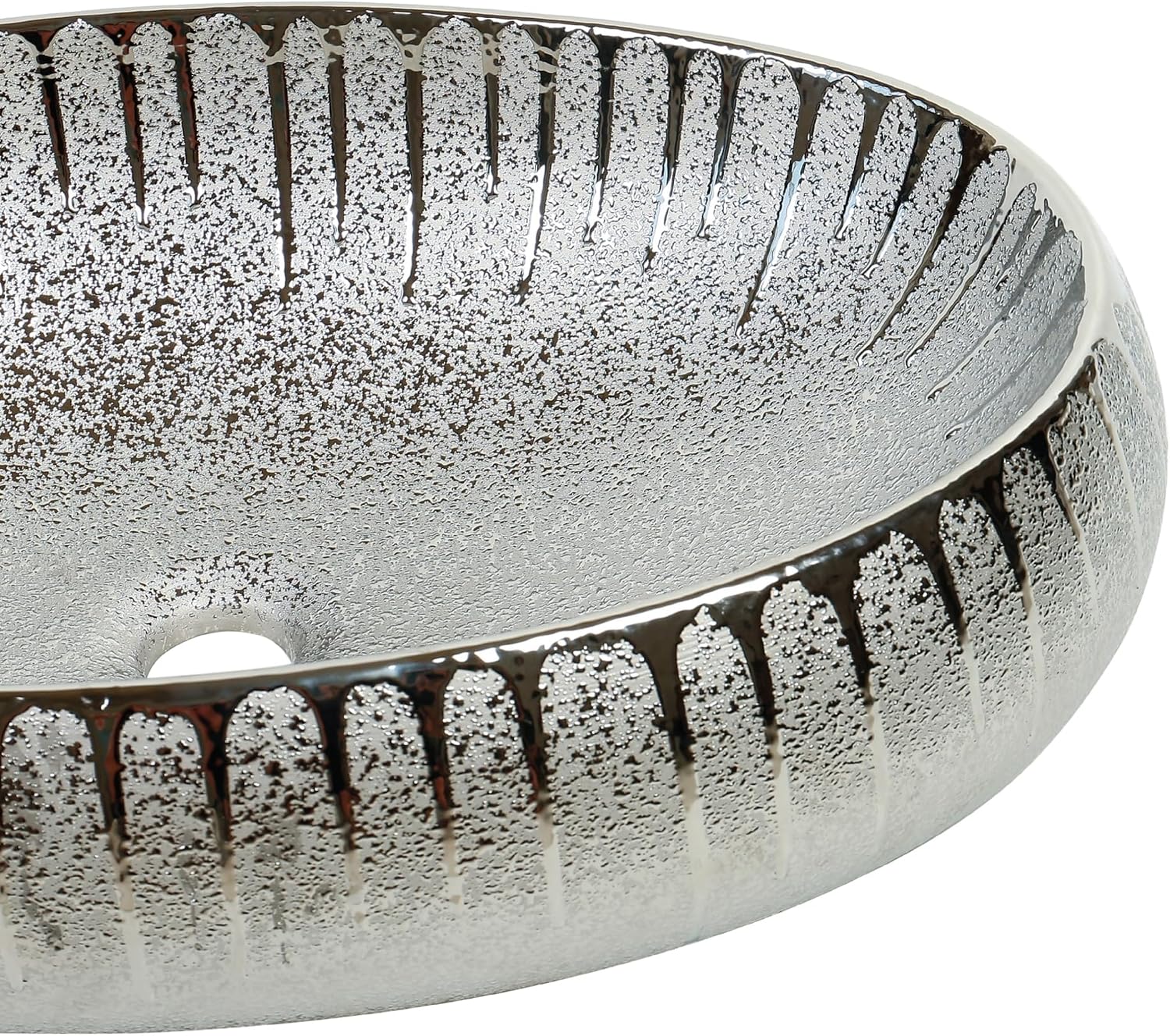 Fine Fixtures 23' x 15' Luxury Silver Vessel Bathroom Sink - Oval Ceramic Sink Bowl, Elegant Countertop Wash Basin, Perfect Sink for Vanity Top Installation