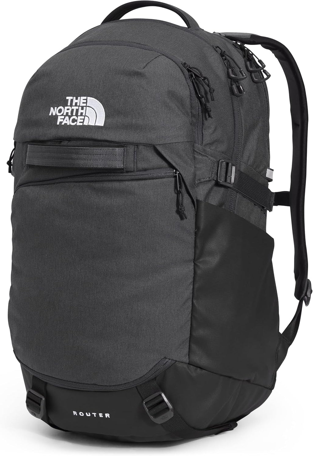 The North Face Router Everyday Laptop Backpack - Daypack, Water Repellent, Laptop Sleeve, Reflective Details, Asphalt Grey Light Heather/TNF Black-NPF, One Size