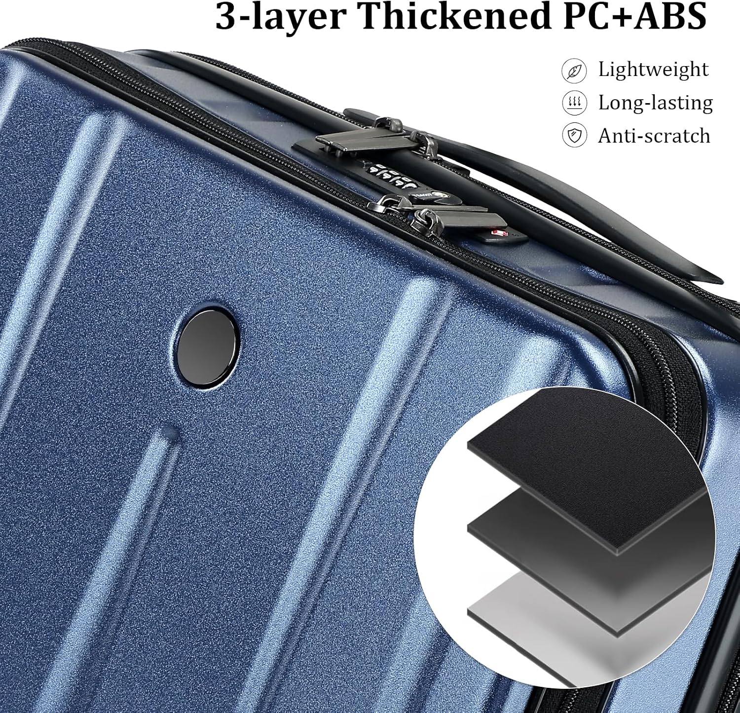 Kaleenie 16' Carry On Briefcase Luggage with 2 Laptop Compartments, Lightweight Hardshell Suitcase with Spinner Silent Wheels, for Commute Work Business Trip, Dark Blue