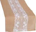 MDS 10 PCS 100% Natural Burlap Table Runners 12' x 108' with Lace, Rustic Farmhouse Country Vintage Boho Jute Runner for Wedding Reception Birthday Party Home Kitchen Dining Coffee Table Decoration