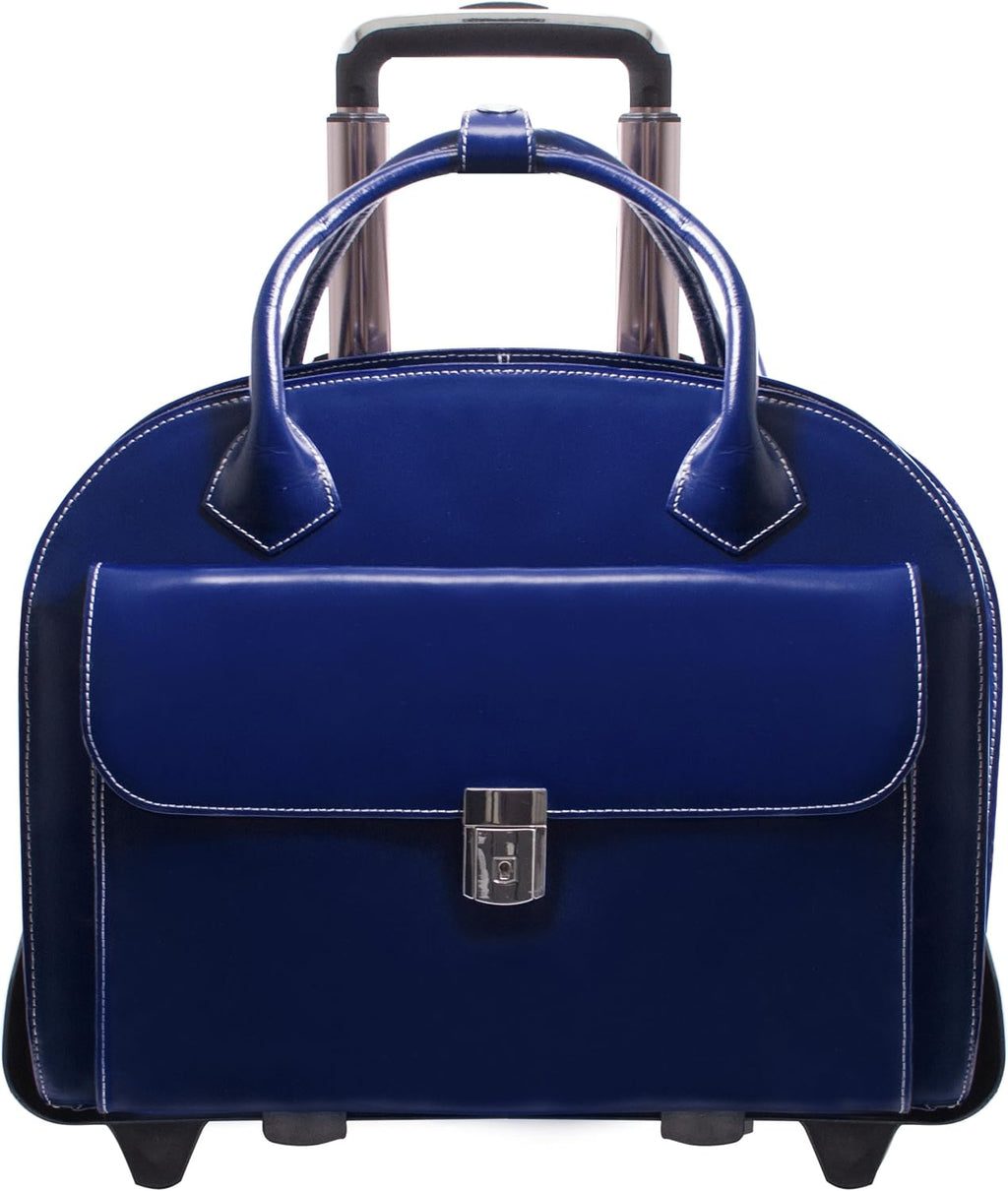 McKlein Glen Ellyn,15' Leather Detachable -Wheeled Ladies' Laptop/Computer & Tablet Business Briefcase Bag/Women's Rolling Overnight Travel Bag, Removable trolley case