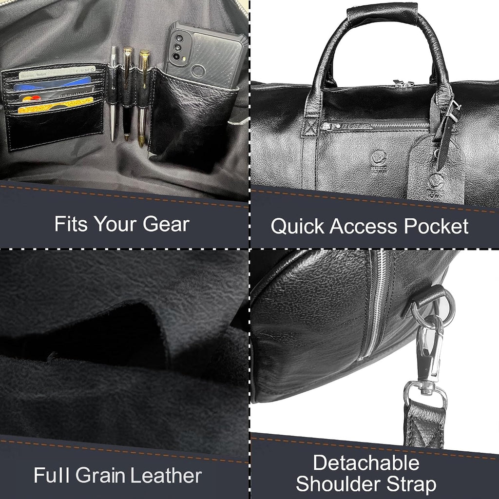 Handmade Leather Travel Duffel Bag - Airplane Underseat Carry On Bags by Rustic Town