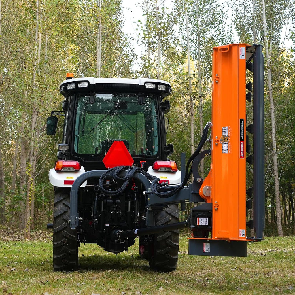 MechMaxx 72' PTO Drive 3 Point Hitch Offset Flail Ditch Bank Mower for 70-100HP CAT 2 Tractor, 90'' Offset Distance,55°/90° Rotation Angle, 18 Hammers, Model VAM72