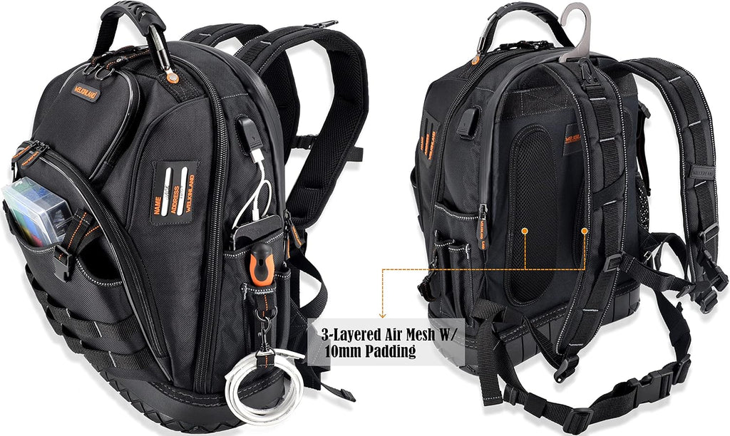 WELKINLAND 77-Pockets Electricians Tool Backpack, Tool Backpack For Men, HVAC Tools Bag Backpacks, Tools Backpacks For Construction