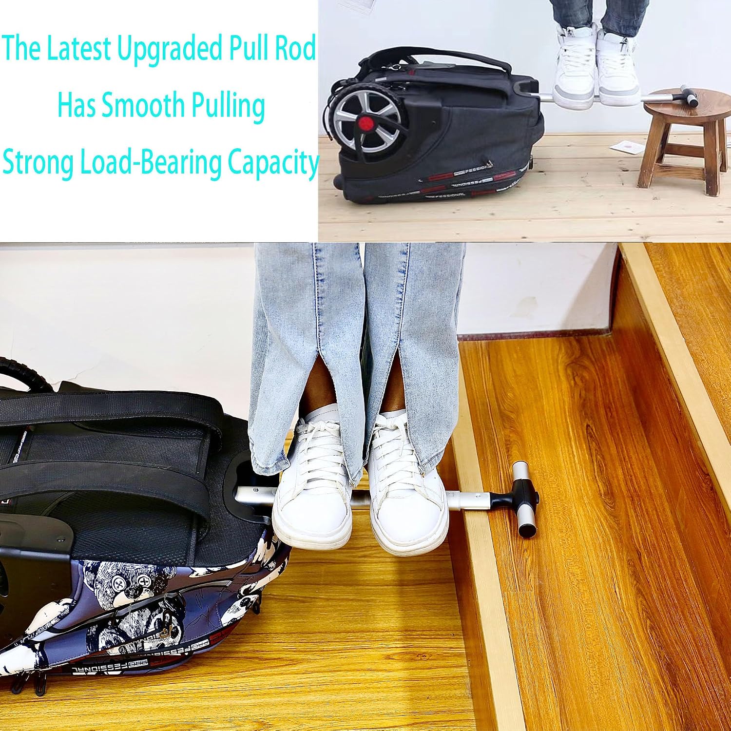 22 Inch Rolling Backpack with Wheels for Travel, 55 L Large Capacity Wheeled Backpacks, Roller Backpack with 15.6 Inch Laptop Waterproof Compartment