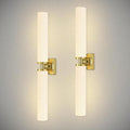 Gold Wall Sconces Set of Two, 32 Inch Bathroom Sconces with Frosted Glass, Modern Sconces Wall Light Fixtures for Bathroom Mirror Living Room Bedroom Hallway (Bulbs Not Included)