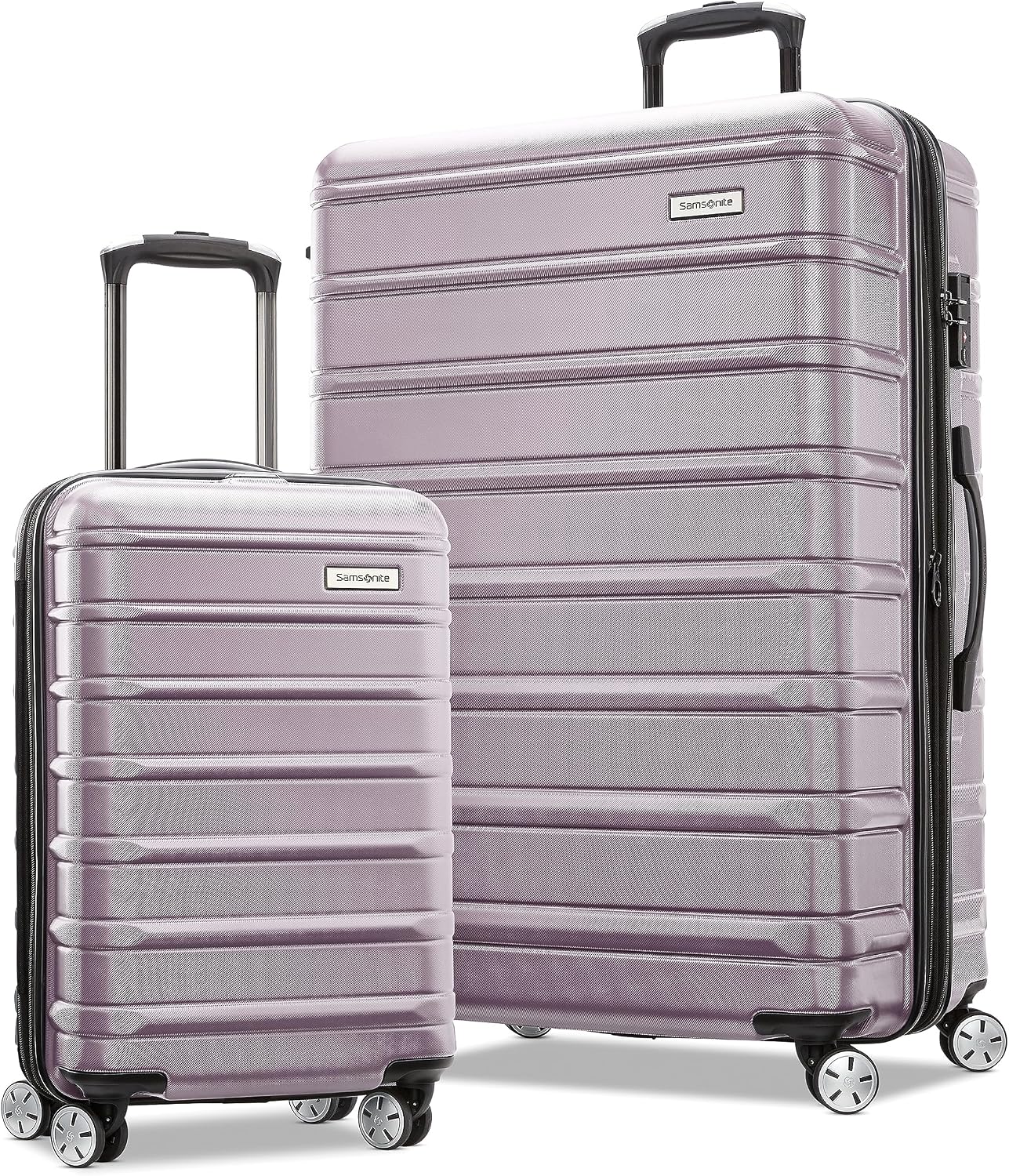 Samsonite Omni 2 Hardside 2 Piece Set - Includes Global Carry-On & Large Checked Suitcases - 360° Dual Spinner Wheels - Integrated TSA Lock & Expansion - Amazon Exclusive - ICY Lilac
