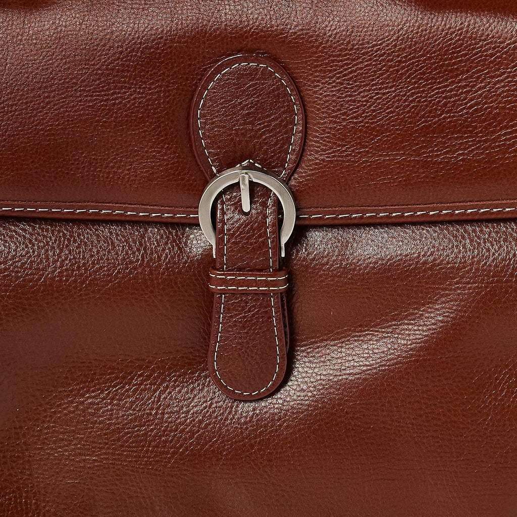 Siamod, VERNAZZA, CARUGETTO, Napa Cashmere Leather, 15' Leather Patented Detachable -Wheeled Laptop Briefcase, Cognac (45294), 18 L x 8 75 W x 14 5 H